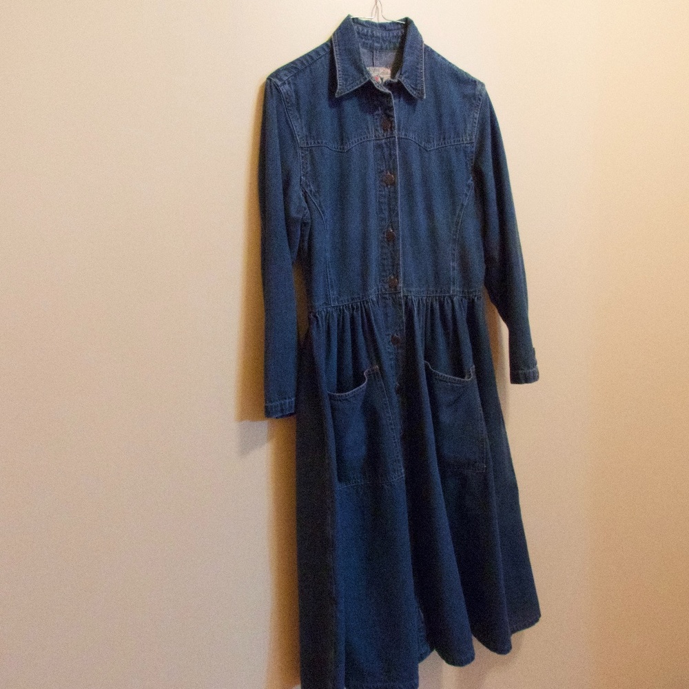 Studio 25 Long Sleeve Denim Button Up Front Dress